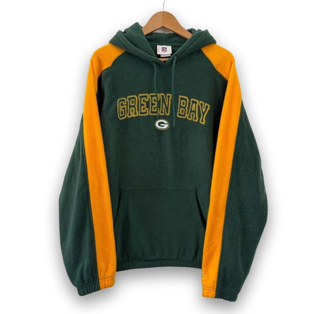 Vintage Green Bay Packers Fleece Hoodie Sweatshirt NFL Embroidered Team XL M